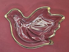 Mikasa Crystal Dove Candy Dish Trinket Gold Trim Vintage