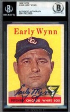 Early Wynn Beckett BAS Signed 1958 Topps Autograph