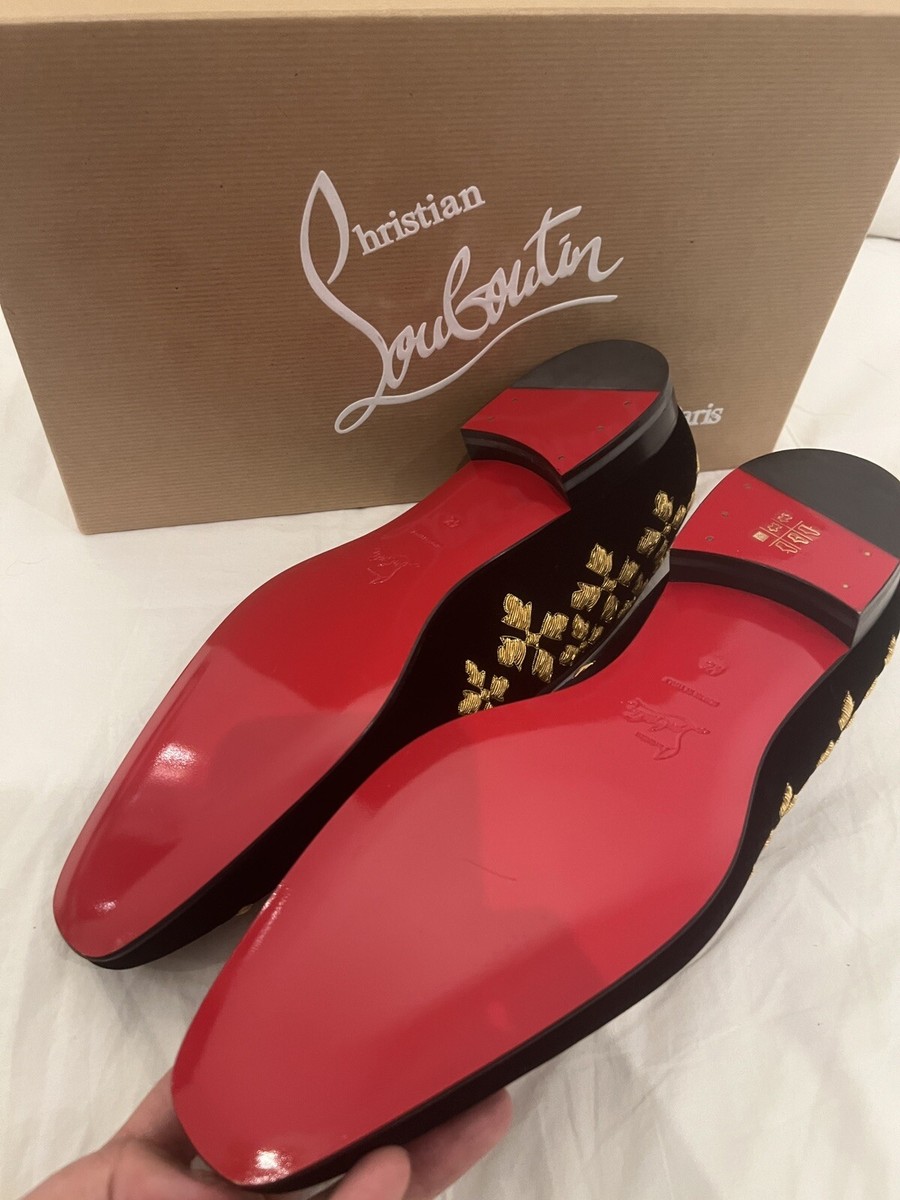 NIB CHRISTIAN LOUBOUTIN BLACK MENS SHOES GOLD EMBROIDERY | eBay