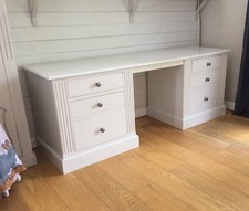 Painted Double Pedestal Desk / Dressing table - Fluted style 