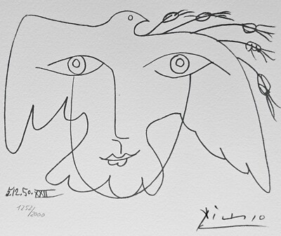 PABLO PICASSO Visage de la Paix XXII HAND NUMBERED 1252/2000 signed LITHOGRAPH