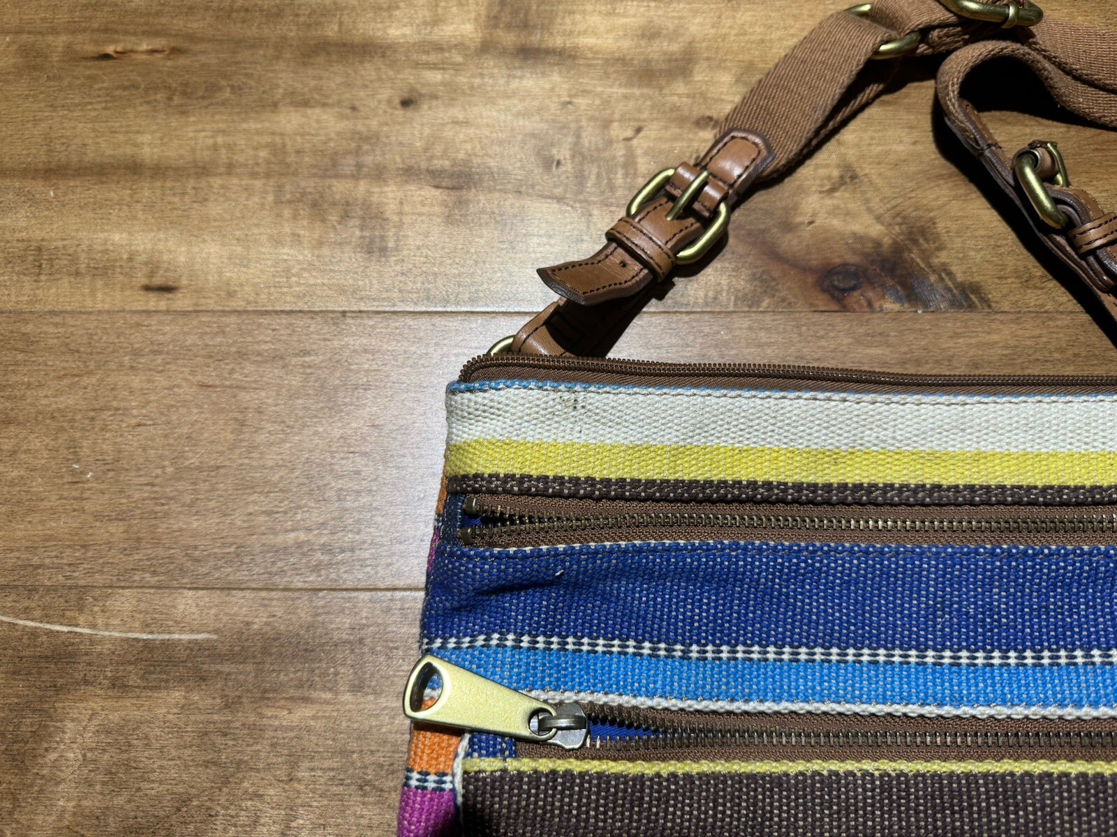 Fossil Explorer Striped Multicolored Crossbody Bag - image 4