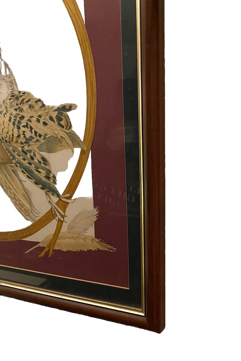 Vintage Framed Hermes Chien Au Rapport Silk Scarf Artwok | eBay
