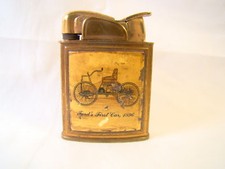 Vintage Evans Automatic Brass Ford's First Car Picture Lighter Sparking Well