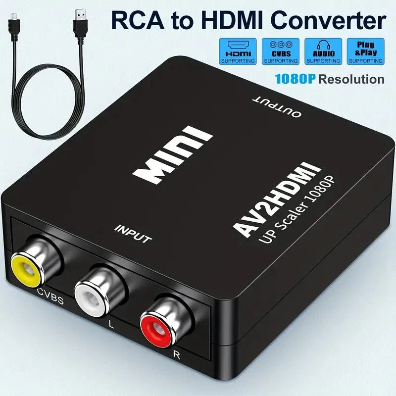RCA AV to HDMI HD Converter Adapter Composite 3RCA CVBS Audio Video Wii NES SNES - Image 2 of 4