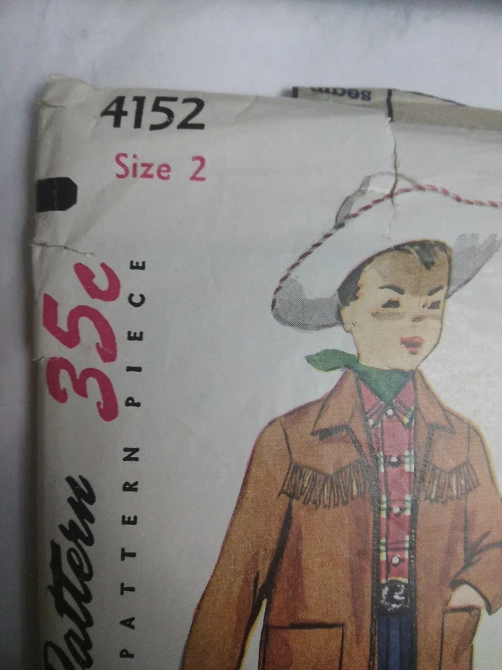Costume Western Rodeo Cowboy Cowgirl 2T 2 Simplicity 4152 Sewing Pattern VTG 50s - Image 3 of 4