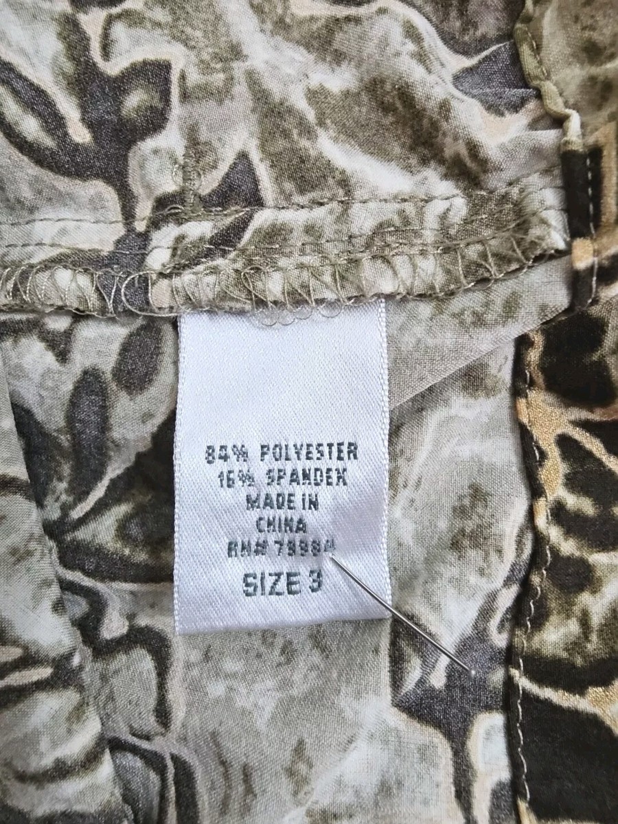 Chico's Zenergy~Woman Sz. 3(XL)~Green/Brown Floral Print Full Zip