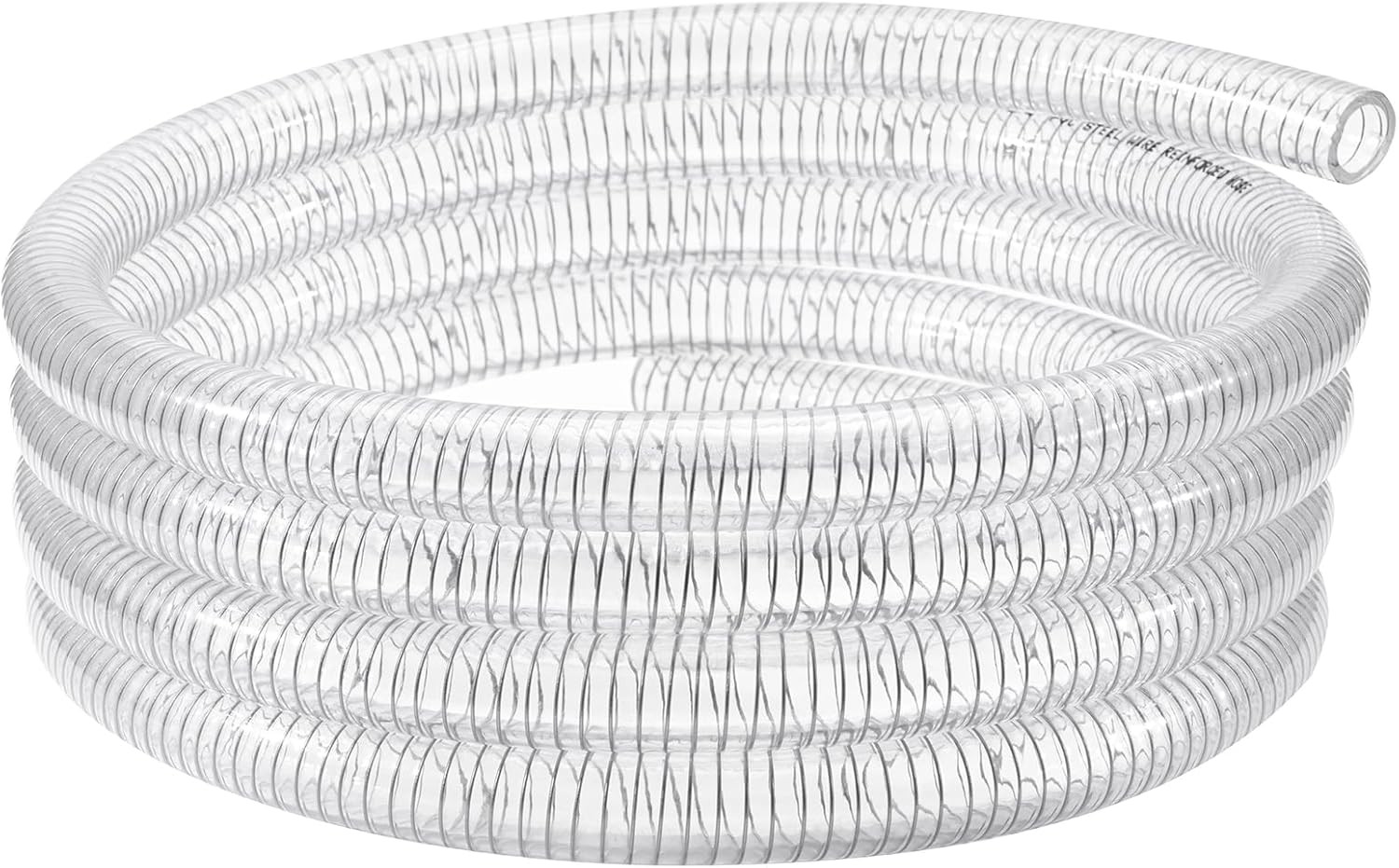 Wire Reinforced Hose 1" ID 10FT Clear High Pressure Vinyl Suction Line Tubing