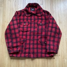 Vintage 60s Woolrich Mackinaw Wool Hunting Jacket Buffalo Plaid 503 Sz M