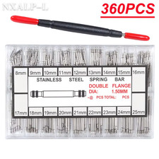 360Pcs/Set Dia 1.5Mm/1.8Mm Strainless Steel Spring Bars Length 8Mm- 25Mm Watchba