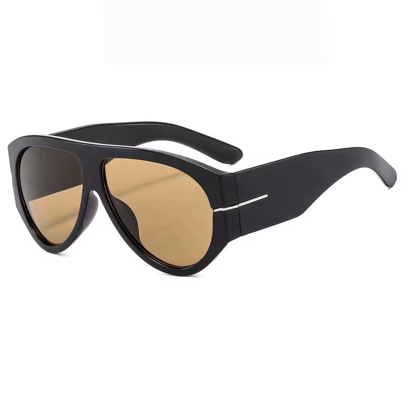 Women’s Square Sunglasses Black Plastic Frame Brown Tinted Plastic Lenses