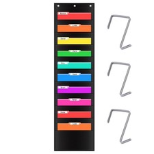 Storage Pocket Chart with 10 Pockets Hanging Wall file Folder Organizer Stora...