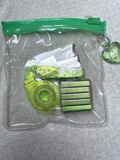 VTG Green Mini Stapler 1.5  Tape 1.75  Staples Pouch 3.25  X 3.5  New Office Sup