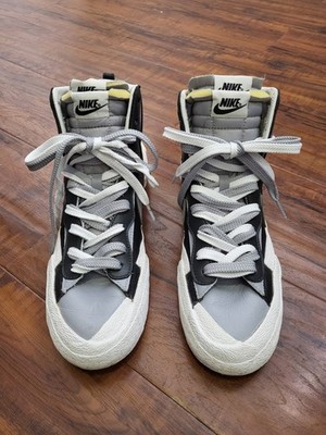 NKE X SACAI Blazer Mid-Rise Men's Size 9.5 Black Grey Sneaker BV0072-002
