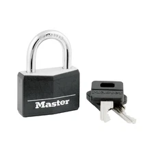 Master Lock 141D 1-9/16-In. Solid-Aluminum Keyed  Padlock, Black Covered Keyhead