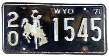 Vintage Wyoming 1971 Auto License Plate 20 1545 Washakie Co Garage Wall Decor