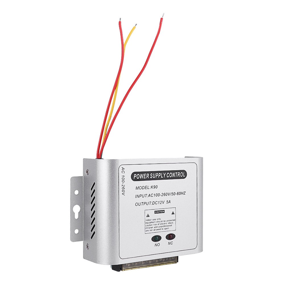 1pc 12V Power Supply Control Adjustable 5A For Access Control System Silver