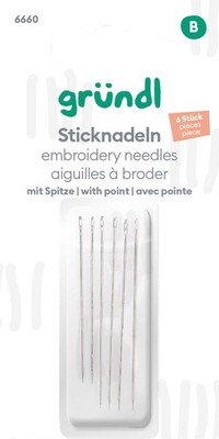 Gründl Sticknadeln mit Spitze 6 Stück 6 cm Nähnadeln Handarbeit Zubehör