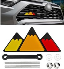 Car Tri-Color Grille Emblem, Auto Snow Mountain Decoration Sticker Triangle Badg