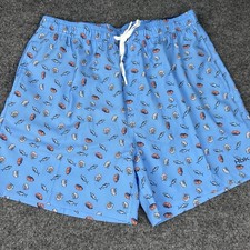HUK Pursuit Volley Shorts Large Blue Sushi Fish 5.5 Beach Vacation Swim NWT