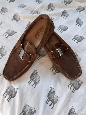 Salvatore Ferragamo suede loafers with silver buckle. US men s size: 12.5 W