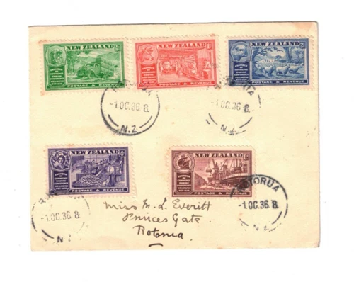 NEW ZEALAND 1936 Commerce Set on FDC,cds ROTORUA
