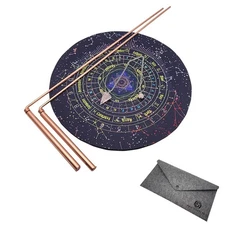Copper Dowsing Rods Kit - Witching Rods/2Pcs + Dowsing Pendulum + Divination Mat
