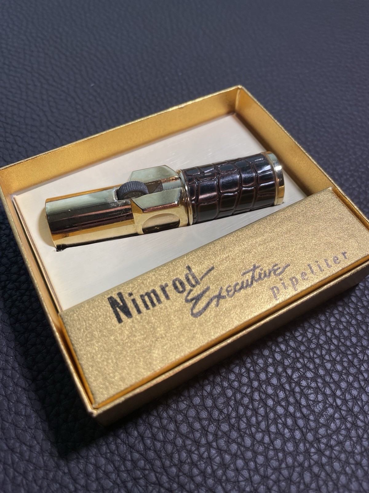 Nimrod Executive Pipe Lighter, Great Condition In Box -Antiq