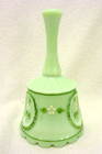VTG WESTMORELAND JADEITE MILK GLASS 6" BELL SIGNED B SANDERS 1979 FLORAL MOTIF — photo 4