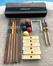 VTG 80s Sportcraft 6-Player Croquet Complete Set w/Portable Travel Carrying Case