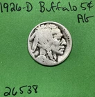 1926 D Buffalo 🦬 Indian Head Nickel 5c AG About Good