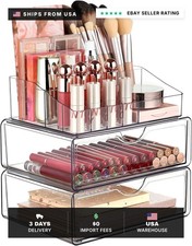 3 Tier Clear Makeup Organizer with Drawer, Cosmetic Storage for Dresser Countert