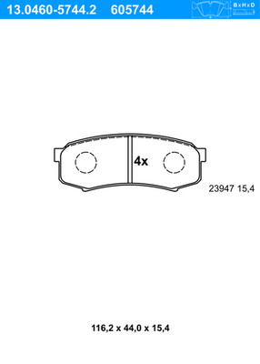 ATE Bremsbeläge Hinten (13.0460-5744.2) für Toyota Land Cruiser Prado 
