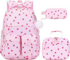 3PCS Girls Backpack for School, Kids Backpack for Girls with Lunch Bag Pencil Ca