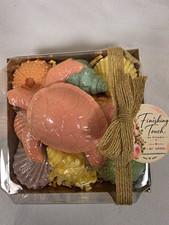 Coral Sea Turtle with Assorted Shells Handmade Goat Milk Soap Set Made in USA