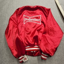 Budweiser Satin Bomber Jacket Men's 2XL Red Varsity Snap Front NWT Vintage USA