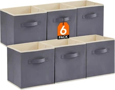 Collapsible Fabric Storage Cubes Bins Set 11 Inch, Foldable Cubby Organizers Box
