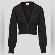 Aritzia Wilfred Black Plunge Front Cardigan Small