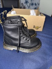 DR MARTENS TODDLER 1460 SOFTY T LEATHER LACE UP BOOTS US SIZE 7 ZIP SIDE NEW