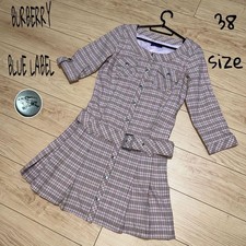 Burberry Blue Label Nova Check Pleated Shirt Dress Pink