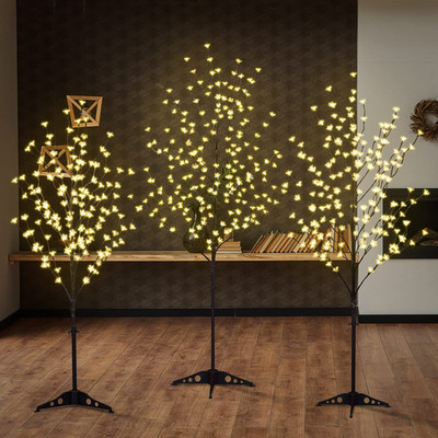 Lightshare Set Of 3 Led Cherry Blossom Trees 4Ft 5Ft And 6Ft Lighted Artificial