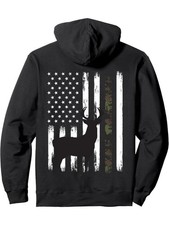  Whitetail Deer Hunting Hunter Gifts Buck Camo American Flag Pullover Hoodie - P