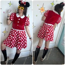 Disfraz de Minnie Mouse Vestido Rojo Lunares Disney Kawaii Disfraz Conjunto - L 12/14