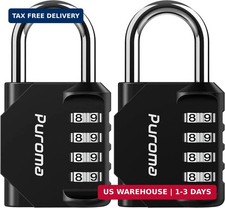 Puroma 2 Pack Combination Lock 4 Digit Padlock for School Gym Locker, Sports Loc