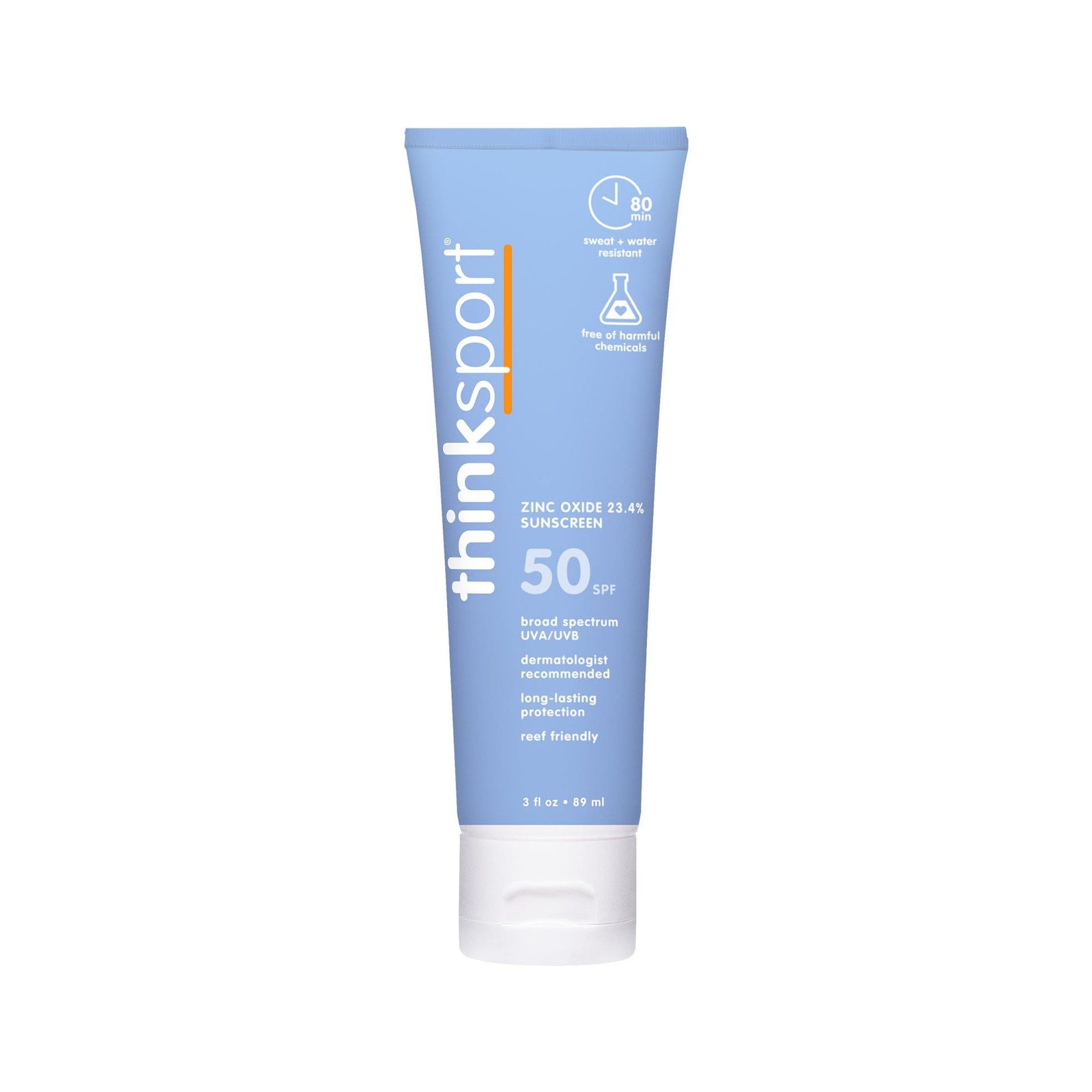 Thinksport Mineral Sunscreen Spf 50+ Zinc Oxide, Water Resistant, 3 Fl Oz