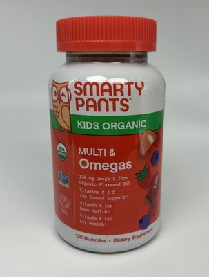 SmartyPants Organic Kids Multivitamin Gummies: Omega 3 (ALA) Vitamin D3 Exp 4/27