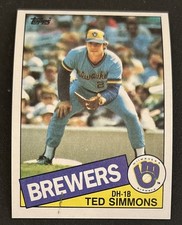 1985 Topps Ted Simmons Baseball Card #318 Brewers DH-1B Poor Mark On Front O/C