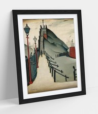 A FOOTBRIDGE, L..S. LOWRY - FRAMED WALL ART PICTURE POSTER PRINT
