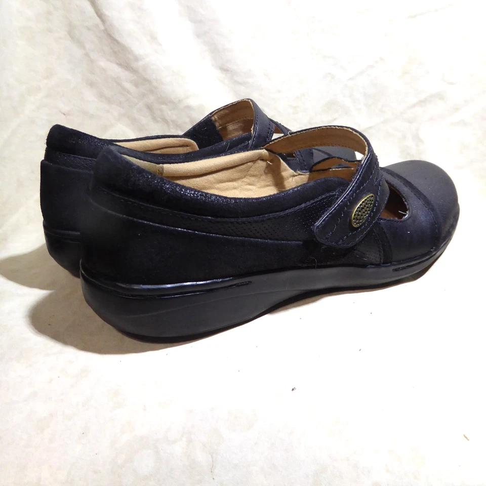 🥿 Colección Clarks Doble Correa Mary Jane Pisos Talla 9 M Cuero Negro; Bonito Foto 4 de 4