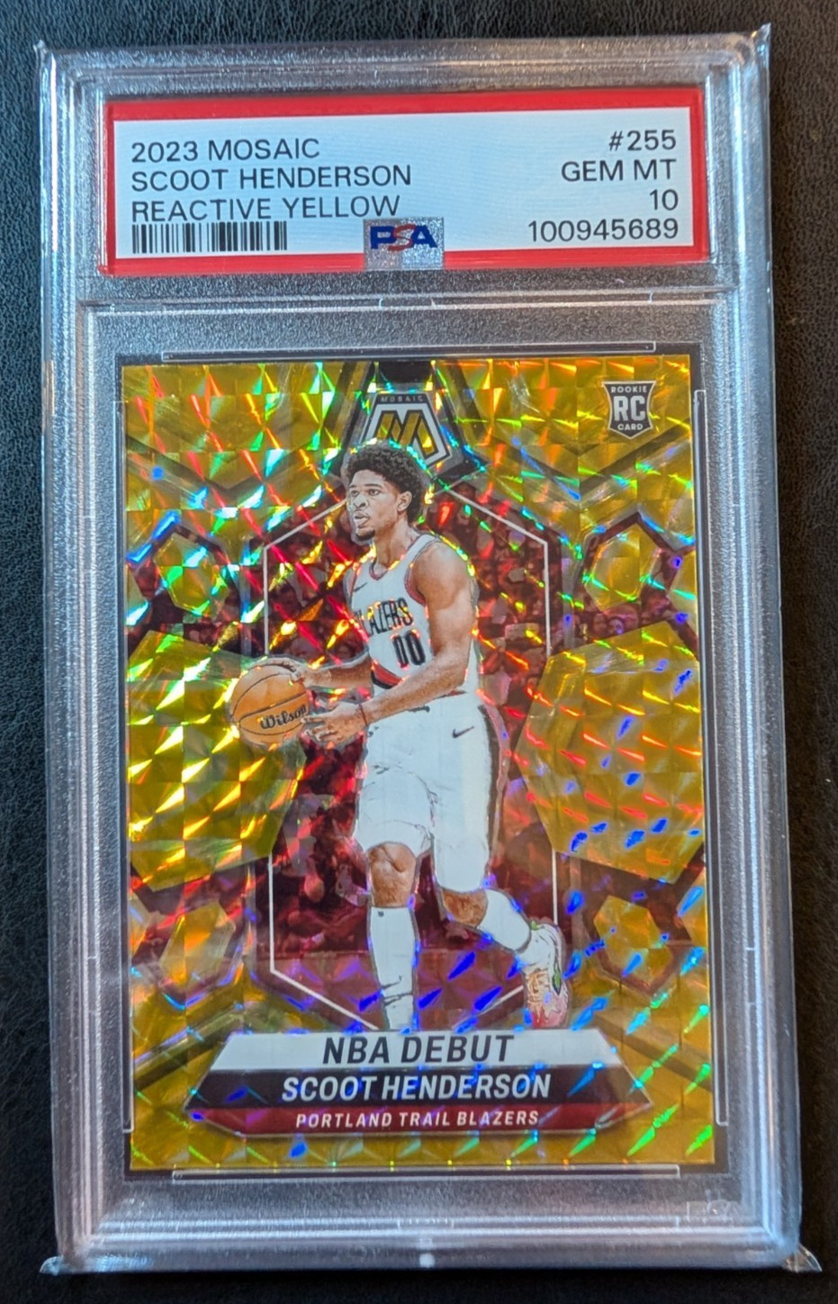 2023-24 Mosaic #255 Scoot Henderson Reactive Yellow Prizm Rookie PSA 10 GEM MT